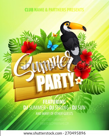 Summer party. Template poster. Vector illustration