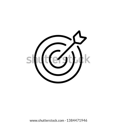 Target icon. Dartboard with arrow. Marketing strategy sign. Goal achievement symbol. Bullseye in trendy outline style. Vector illustration.