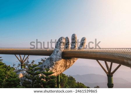 Similar – Image, Stock Photo Tourist on the bridge visiting the city of Bilbao, Spain