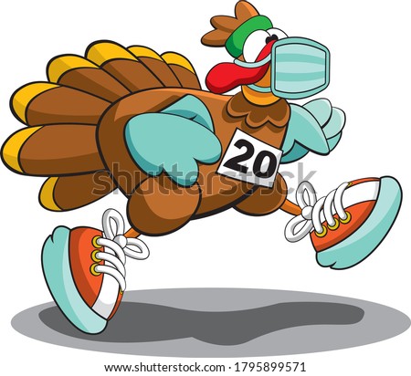 Turkey Trot 2020 Logo Character Thanksgiving Photo stock © 