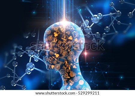 virtual human 3dillustration on business and learning technology  background represent learning process. Сток-фото © 