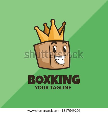 smiling box with crown. King Box Logo. delivery logo. saving logo.