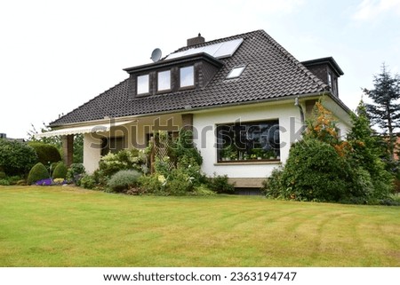 Similar – Image, Stock Photo Facade old building house with shutters with shadow in evening light