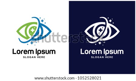 Eyes with Icons Health logo Design Template.