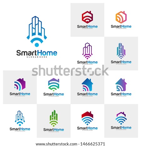 Smart City Tech Logo Vector. City Net Logo Concept Vector. Wifi House Vector Logo