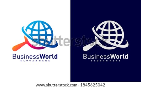 World search logo design vector, Colorful World logo design template, Icon symbol