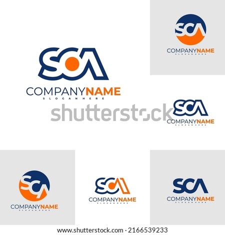 Set of Letter S C A logo design vector template, Initial SCA logo concepts illustration.