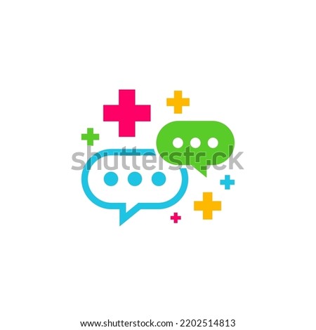 Health Chat Logo Design Template. Chat Plus logo concept vector. Creative Icon Symbol