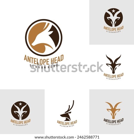 Set of Antelope logo design vector. Creative Antelope head logo concepts template