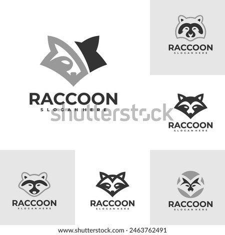 Set of Raccoon logo vector template, Creative Raccoon head logo design concepts