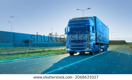 Similar – Image, Stock Photo Car trailer with high blue tarpaulin made of plastic in front of brittle hedge and blue sky on gravel in natural colors in Lemgo near Detmold in East Westphalia-Lippe