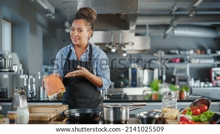 Similar – Image, Stock Photo Seafood  cooking . Raw Octopus with natural ingredients: spices, fresh herbs and knife. Cooking preparation on grey concrete background. Healthy and natural lifestyle. Top view