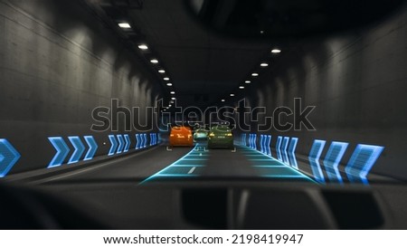 Foto Bild Die Fahrt mit Tunnelblick durch einen endlosen Autobahntunnel