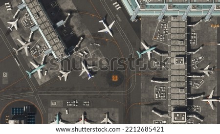 Similar – Image, Stock Photo Airliner plane parked at the terminal view from the front cockpit fuselage, on runway at night