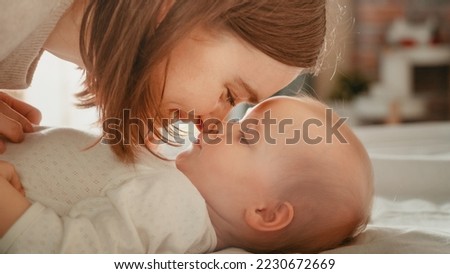 Similar – Image, Stock Photo Happy mother playing with toddler