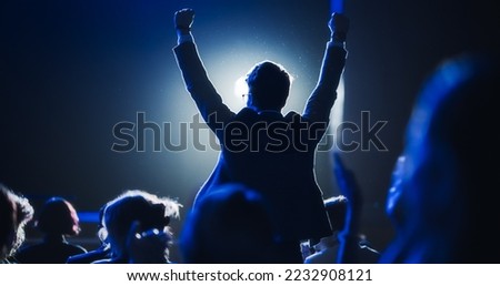 Similar – Image, Stock Photo Portrait of successful male manager satisfied with mobile tariffs, makes phone call, uses banking service operator, wears formal suit, stands in urban setting outsie. Professional man worker