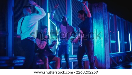 Similar – Image, Stock Photo Young man in neon red illumination