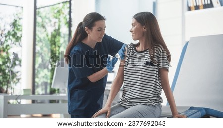Similar – Image, Stock Photo Doctor applying a medicine during inhalation to senior man suffering from lung disease. Covid-19 or coronavirus treatment
