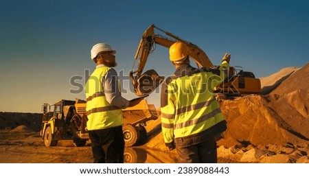 Similar – Image, Stock Photo Road construction worker with orange pants and shovel