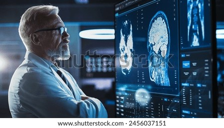 Similar – Foto Bild Radiologe und Patient am Tomographiegerät in der Klinik