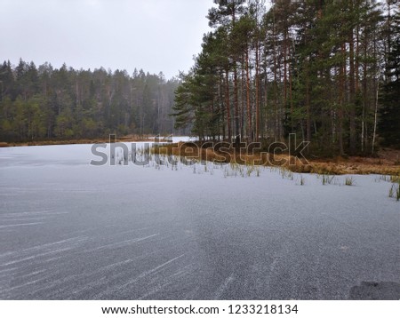 Similar – Foto Bild Gefrorener Haukkalampi-See an bewölktem Tag im Nuuksio Nationalpark