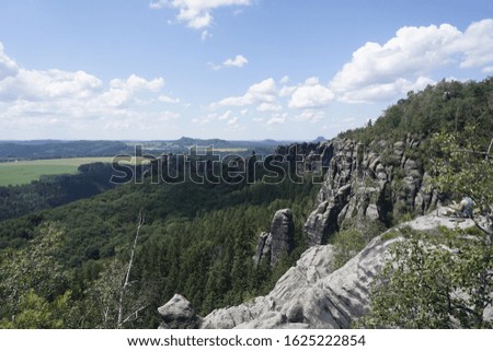 Similar – Foto Bild Blick von der Breiten Kluft über das Elbtal zum Zirkelstein und der Kaiserkrone