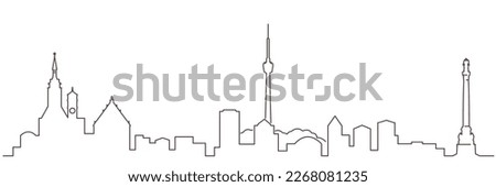 Stuttgart Dark Line Simple Minimalist Skyline With White Background