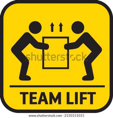 Packaging symbol to indicate heaviness and needs two people to lift. Team Lifting Heavy Object Icon