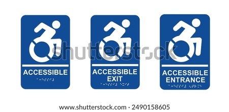 Dynamic Accessibility Symbol. Wheelchair Accessible icon. Accessible exit, entrance Sign. Wheelchair Accessible icon silhouette.