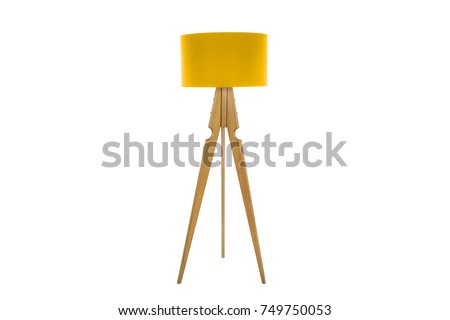Decorative tripos standing light / FLOOR LAMP / LAMPSHADE isolated on white Imagine de stoc © 
