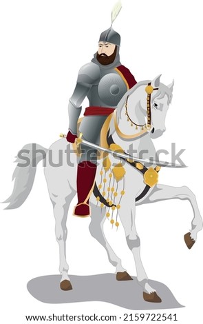 Vectoral illustration of Sultan Mehmed the Conqueror (Fatih Sultan Mehmed). Sultan Mehmed II was the Ottoman Sultan who conquered IstanbulConstantinople.  Isolated in white background. 