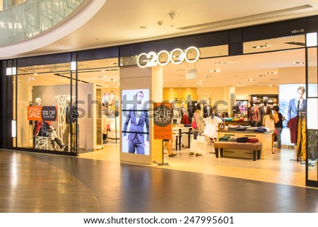 SINGAPORE - OCT 19 : G2000 Store at ION Orchard shopping mall on October 19, 2014. G2000 was first introduced in 1985, as a specialty clothing chain both for men and ladies career wear.