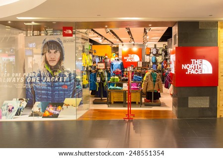 SINGAPORE - OCT 19 : The North Face Store at ION Orchard shopping mall on October 19, 2014. It is an American outdoor product company, and have over 3,500 locations across the globe.