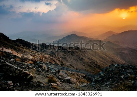 The peaks of the Taif Mountains in Saudi Arabia
