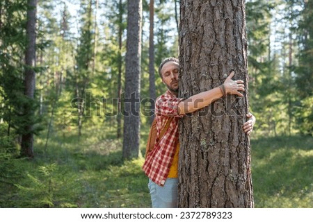 Similar – Image, Stock Photo Man embraces tree Tree hug