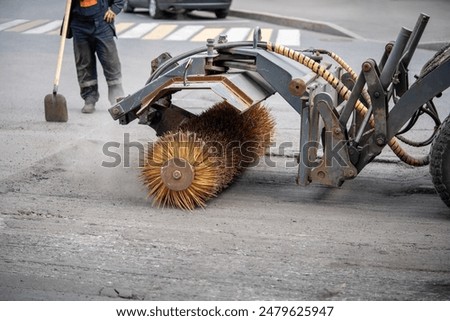 Similar – Image, Stock Photo Broom and shovel standing at brick wall