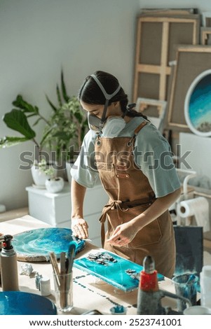 Similar – Image, Stock Photo Creative craftswoman painting picture in workshop