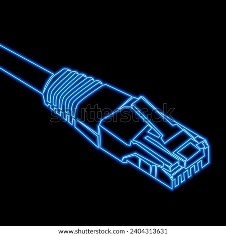 Ethernet cord and wifi sign Network LAN cable and internet provider icon neon glow vector illustration concept