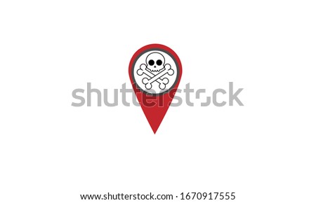 Location pin skull vector logos and icons. Danger pin 
