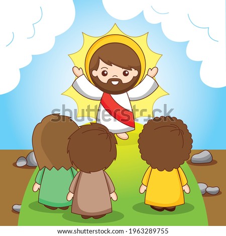 jesus with his disciples. the transfiguration on mount tabor. vector illustration Сток-фото © 