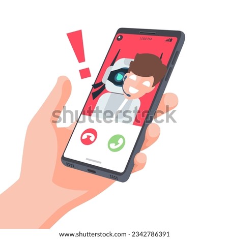 Thief Hacker Ai robot disguised as a Human voice on smartphone. Fraud scam and steal private data on devices. vector illustration flat design for cyber criminal awareness concept.