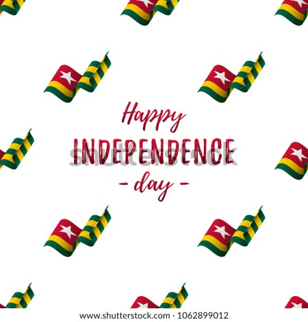 Banner or poster of Togo independence day celebration. Seamless pattern with waving flag. Togo flag. Vector illustration.