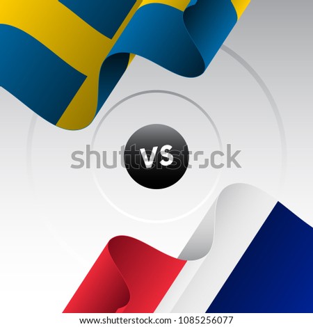 Sweden vs France. Ice hockey championship 2018. Vector illustration.