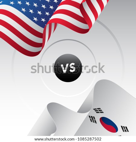 USA vs South Korea. Ice hockey championship 2018. Vector illustration.