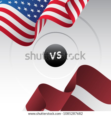 USA vs Latvia. Ice hockey championship 2018. Vector illustration.