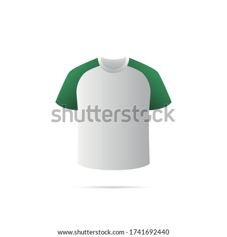 Soccer jersey with shadow. Green and white team. Augsburg. Vector illustration.