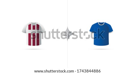 Köln versus Schalke 04. Soccer jersey with shadow. Vector illustration.