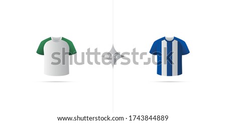 Augsburg versus Hertha. Soccer jersey with shadow. Vector illustration.