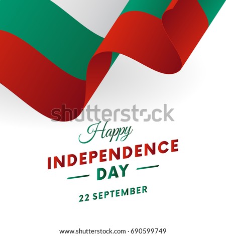 Bulgaria Independence Day. 22 September. Waving flag. Vector illustration.