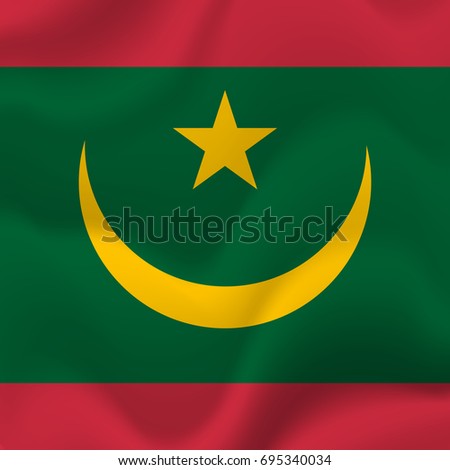 Mauritania waving flag. Vector illustration.